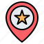 favourite, favorite, location, pin, placeholder, star, map 