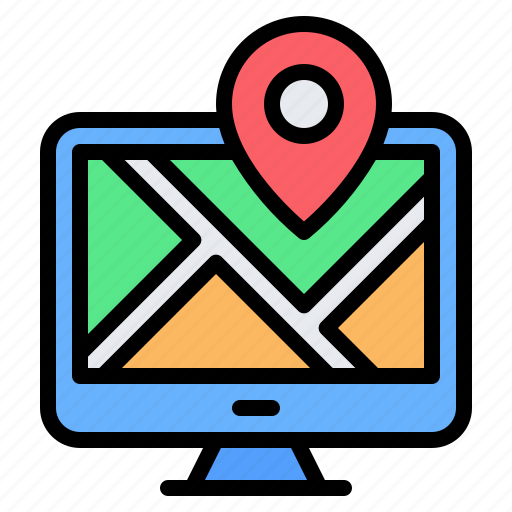 Computer, map, gps, location, placeholder, route, street map icon - Download on Iconfinder