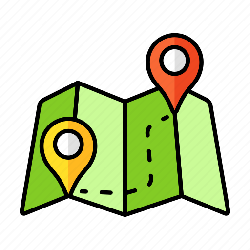 Map direction, pin, map navigation, road map, paper map, route, map icon - Download on Iconfinder