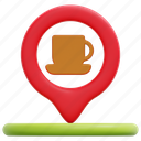 cafe, coffee, shop, pin, placeholder, map, point, signs, maps, location, 3d 