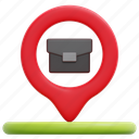 work, briefcase, pin, placeholder, map, point, signs, maps, location, 3d 