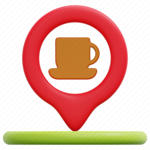 Cafe, coffee, shop, pin, placeholder, map, point 3D illustration - Download on Iconfinder