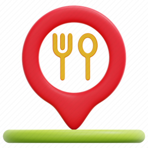 Food, restaurant, pin, placeholder, map, point, signs 3D illustration - Download on Iconfinder