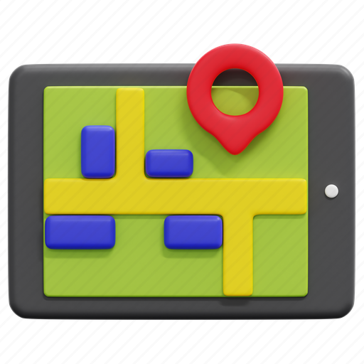 Navigation, navigator, tablet, way, ui, electronics, gps 3D illustration - Download on Iconfinder