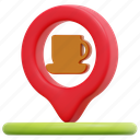 cafe, coffee, shop, pin, placeholder, map, point, signs, location, maps, 3d 