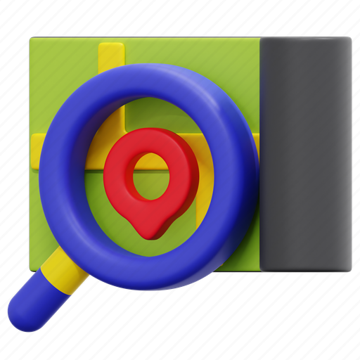 Search, zoom, loupe, magnifying, glass, location, pin 3D illustration - Download on Iconfinder