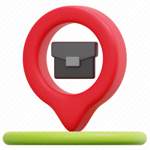 Work, briefcase, pin, placeholder, map, point, signs 3D illustration - Download on Iconfinder