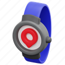 watch, smartwatch, wristwatch, map, point, pointer, maps, interface, location, 3d 