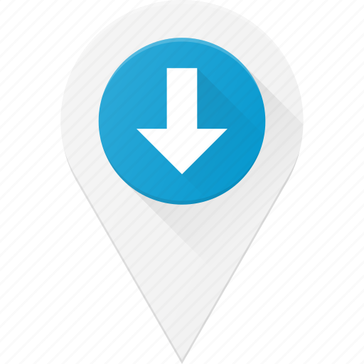 Down, geolocation, location, map, pin icon - Download on Iconfinder