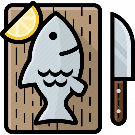 Cleaning, cutting board, fish, kitchen, knife icon - Download on Iconfinder
