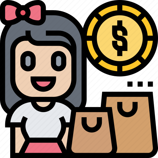 Shopping, bags, woman, happy, purchase icon - Download on Iconfinder