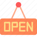 enter, open, shop, sign