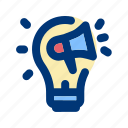 marketing ideas, marketing, idea, creativity, bulb lamp, megaphone, innovation, promotion, advertising