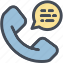 call, communication, dialogue, incoming, message bubble, phone, talk