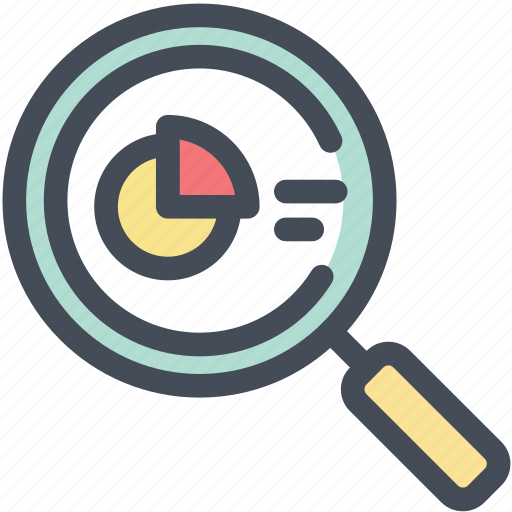 Analysis, analytics, diagram, magnifying glass, research, search, statisics report icon - Download on Iconfinder