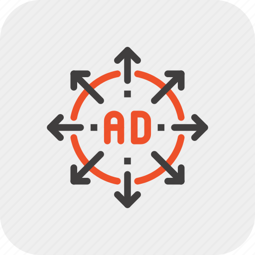 Ad, advertisement, arrow, expand, marketing, promotion, target icon - Download on Iconfinder