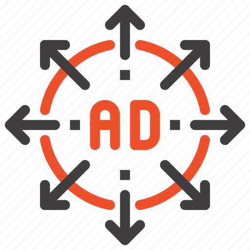 Ad, advertisement, arrow, expand, marketing, promotion, target icon - Download on Iconfinder