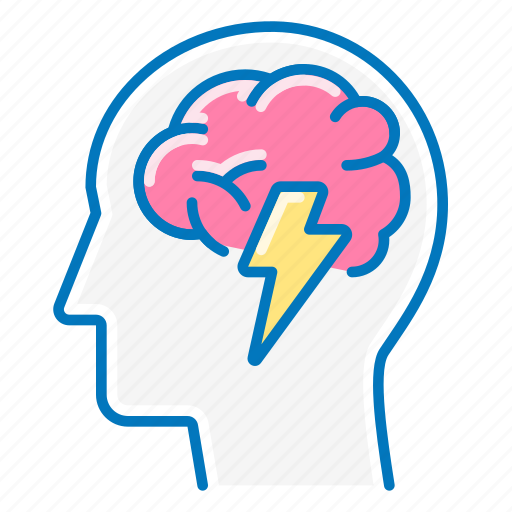 Brain, brainwave, head, lightning, marketing icon - Download on Iconfinder