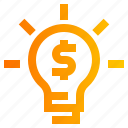 lightbulb, idea, invention, dollar, light, business, money