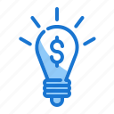 bulb, idea, invention, marketing icon, money