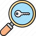 key, search, find, magnifier