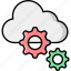 cloud, development, gears, settings 