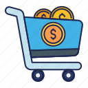 cart, cash, market, money, payment, store, trolley