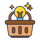 bulb, business, idea, light, startup, basket