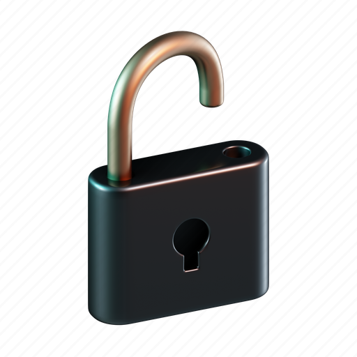 Unlock, padlock, security, access, protection 3D illustration - Download on Iconfinder