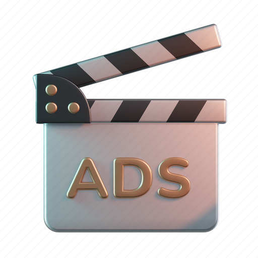 Video, clipper, advertisement, cinema, movie 3D illustration - Download on Iconfinder