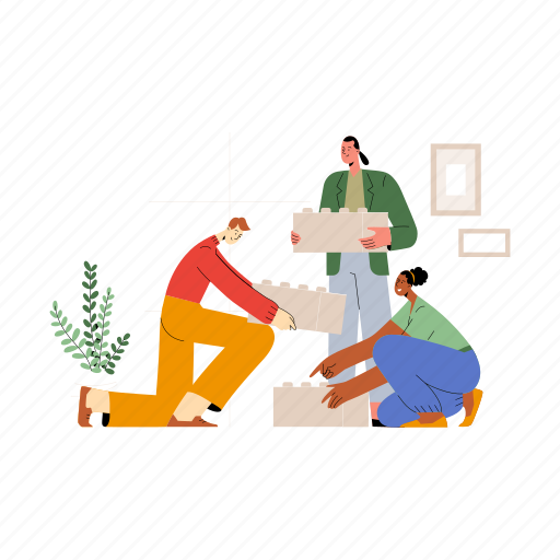 Team, teamwork, box, group, delivery, gift, package illustration - Download on Iconfinder