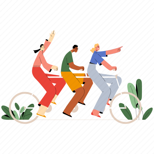 Cycling, teamwork, group, cycle, team, bike illustration - Download on Iconfinder