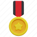 medal, ribbon, star, sport, award, prize, 3d 