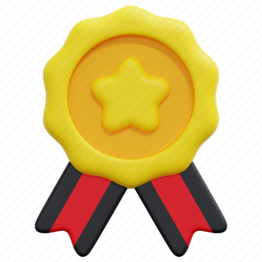 Medal, badge, star, award, winner, prize, ribbon 3D illustration - Download on Iconfinder
