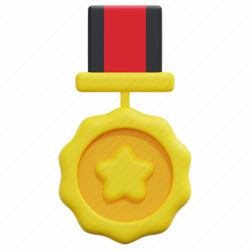 Medal, banner, star, award, winner, prize, ribbon 3D illustration - Download on Iconfinder