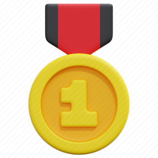 Medal, first, place, award, winner, prize, ribbon 3D illustration - Download on Iconfinder