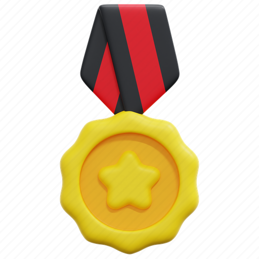 Medal, label, star, award, winner, prize, ribbon 3D illustration - Download on Iconfinder