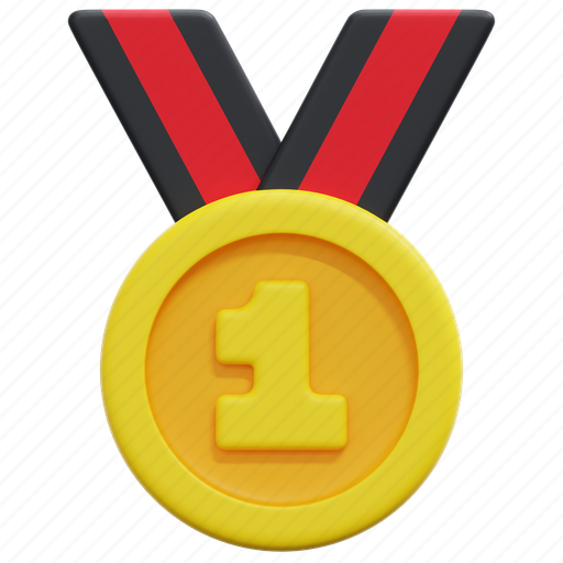 Medal, place, first, award, winner, prize, ribbon 3D illustration - Download on Iconfinder