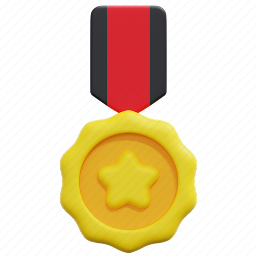 Medal, ribbon, star, award, winner, prize, 3d 3D illustration - Download on Iconfinder