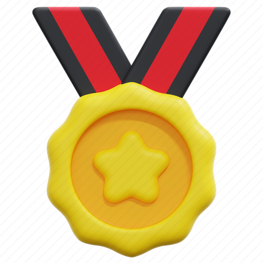 Medal, star, badge, award, winner, prize, ribbon 3D illustration - Download on Iconfinder