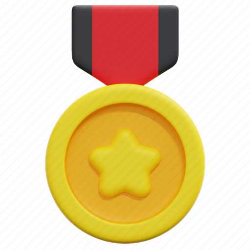 Medal, star, label, sport, award, prize, ribbon 3D illustration - Download on Iconfinder