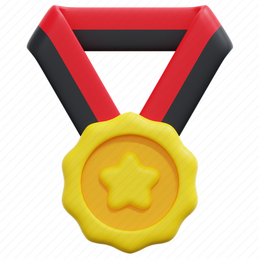 Medal, star, ribbon, award, winner, prize, 3d 3D illustration - Download on Iconfinder