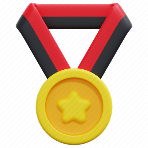 Medal, star, ribbon, sport, award, prize, 3d 3D illustration - Download on Iconfinder
