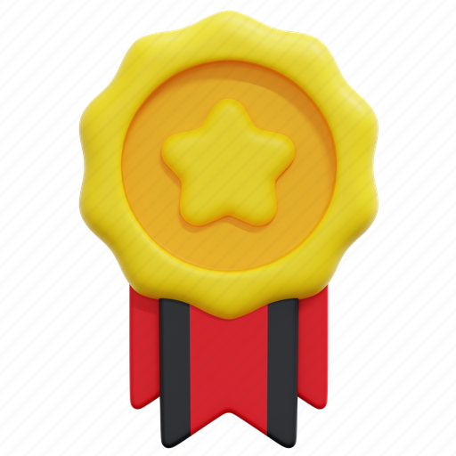 Medal, symbol, star, award, winner, prize, ribbon 3D illustration - Download on Iconfinder