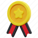 medal, badge, star, sport, award, ribbon, prize, 3d 