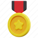 medal, star, label, sport, award, ribbon, prize, 3d 