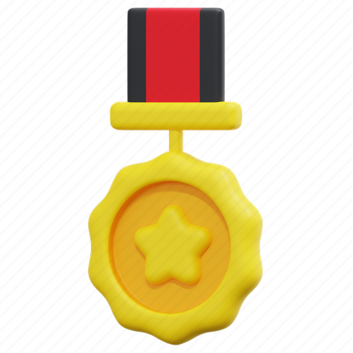 Medal, banner, star, award, winner, ribbon, prize 3D illustration - Download on Iconfinder