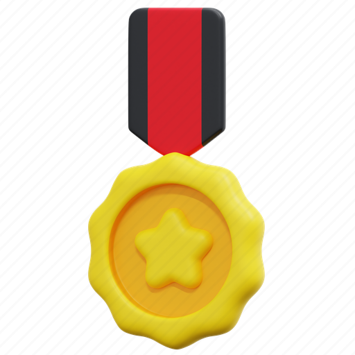 Medal, ribbon, star, award, prize, winner, 3d 3D illustration - Download on Iconfinder