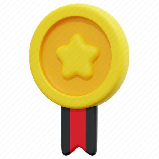 Medal, star, banner, sport, award, ribbon, prize 3D illustration - Download on Iconfinder