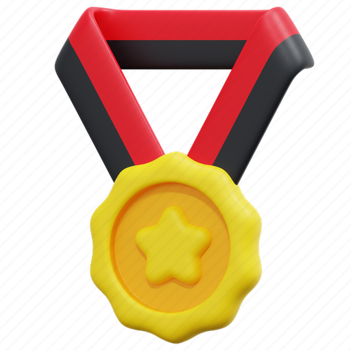 Medal, star, ribbon, award, prize, winner, 3d 3D illustration - Download on Iconfinder